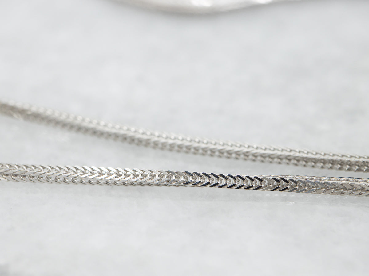Squared White Gold Wheat Link Chain