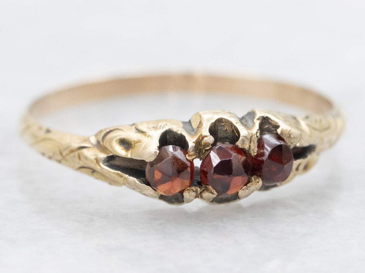Victorian Three Garnet and Gold Band