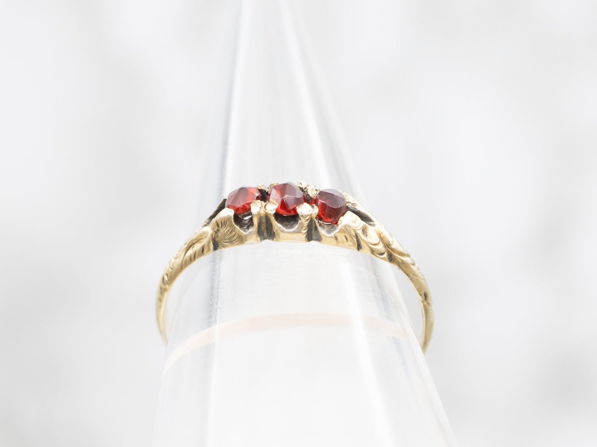Victorian Three Garnet and Gold Band