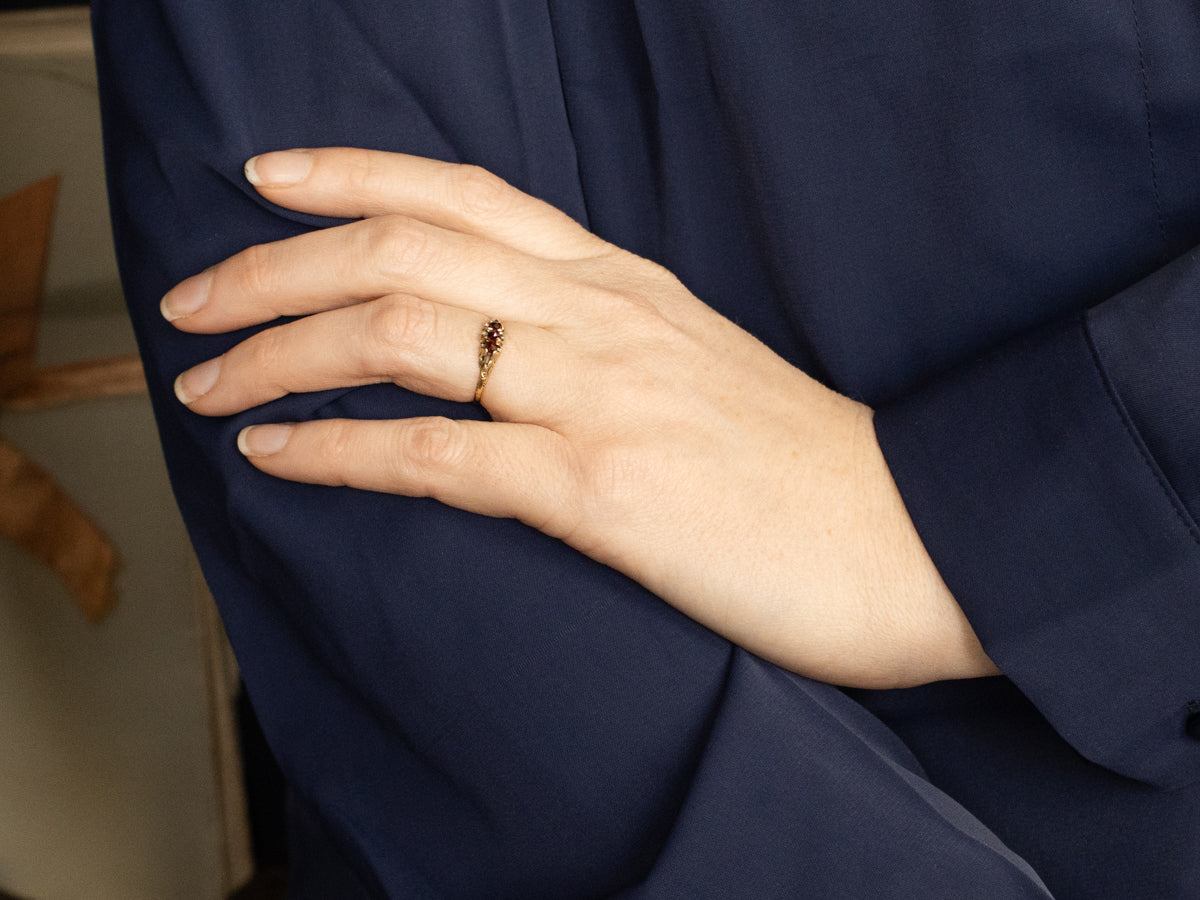 Victorian Three Garnet and Gold Band
