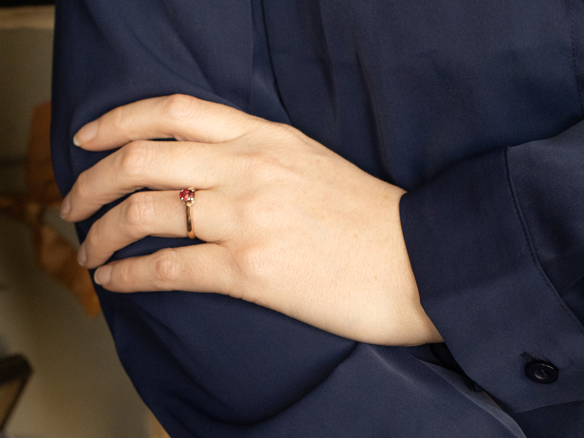 Modern Rose Gold Ruby and Diamond Engagement Ring