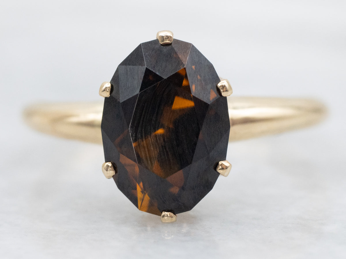 Simple Dravite Tourmaline Ring in Yellow Gold