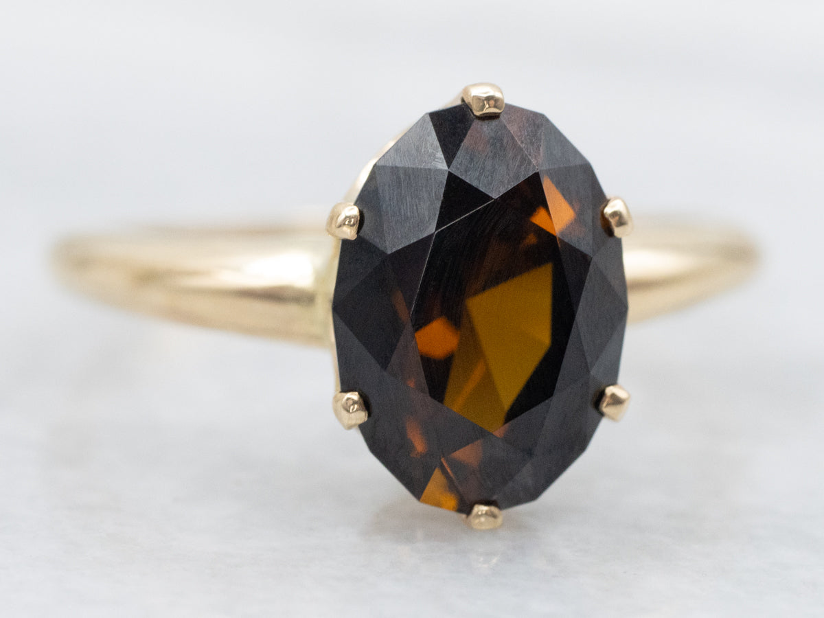 Simple Dravite Tourmaline Ring in Yellow Gold