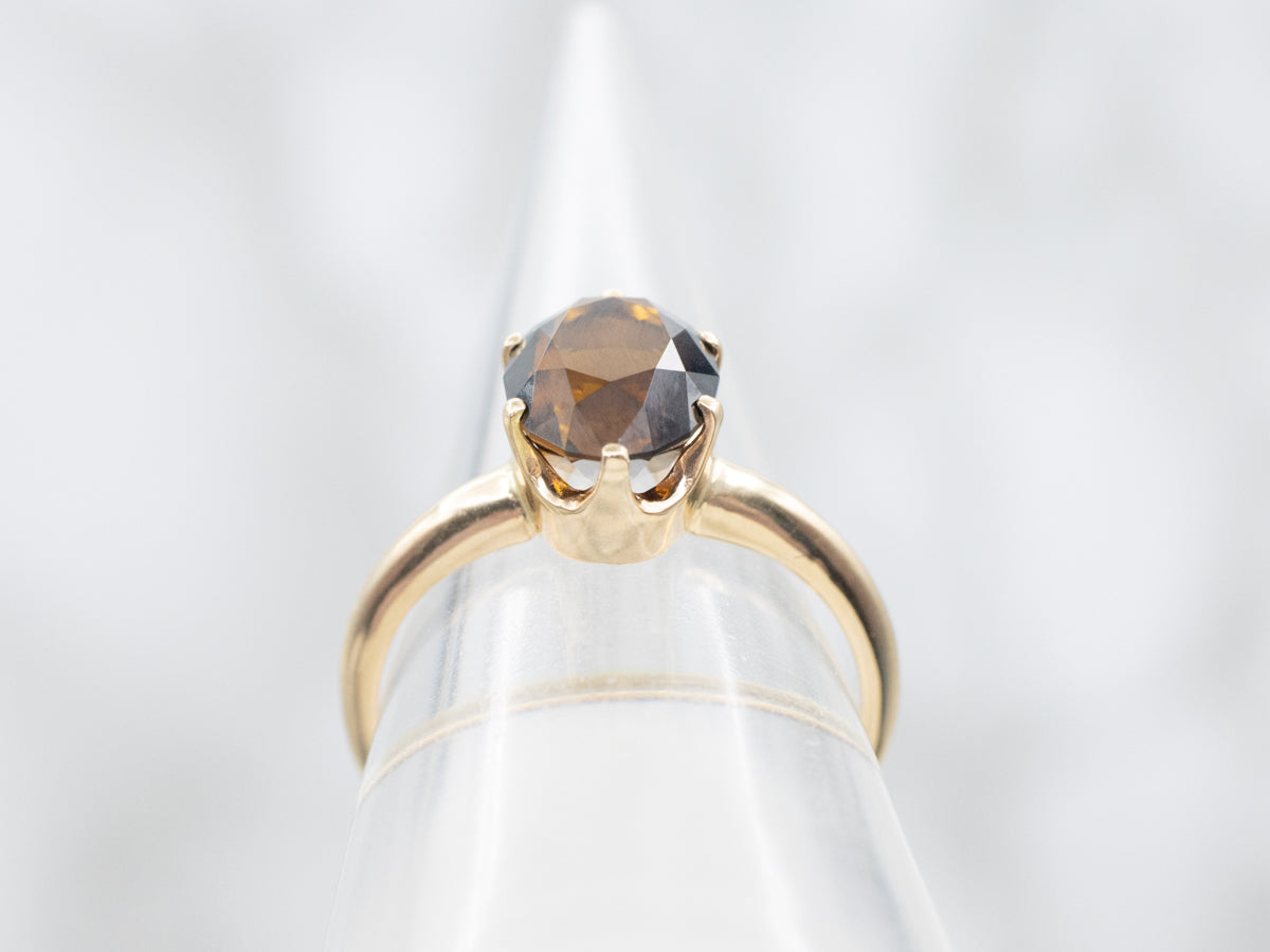 Simple Dravite Tourmaline Ring in Yellow Gold