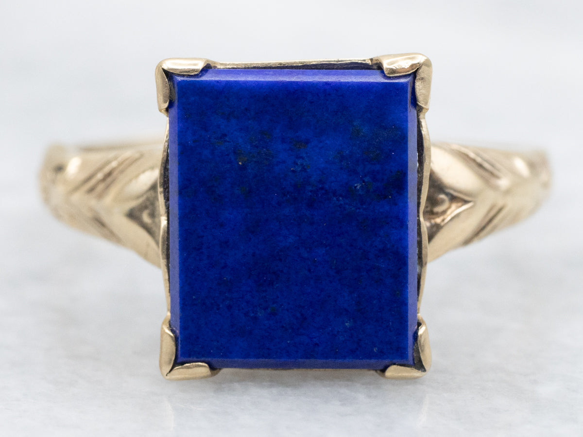 Vintage Gold 1940s Lapis Ring