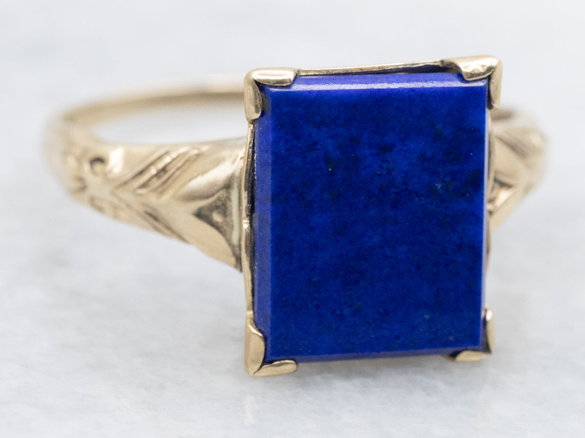 Vintage Gold 1940s Lapis Ring