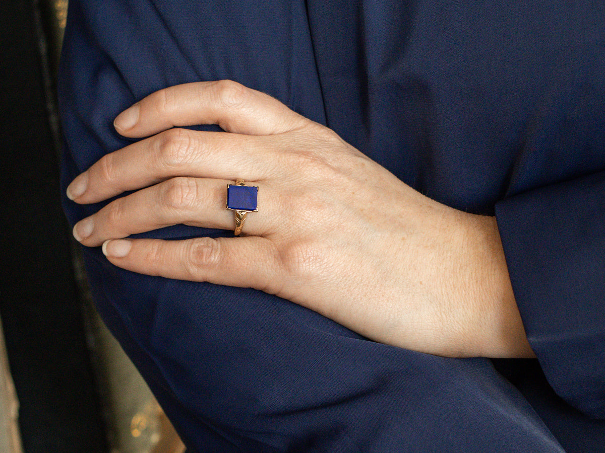 Vintage Gold 1940s Lapis Ring