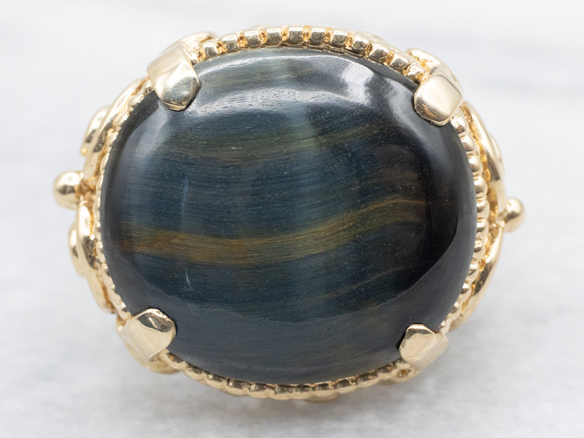 Bold Gold Hawk's Eye Sillimanite Statement Ring