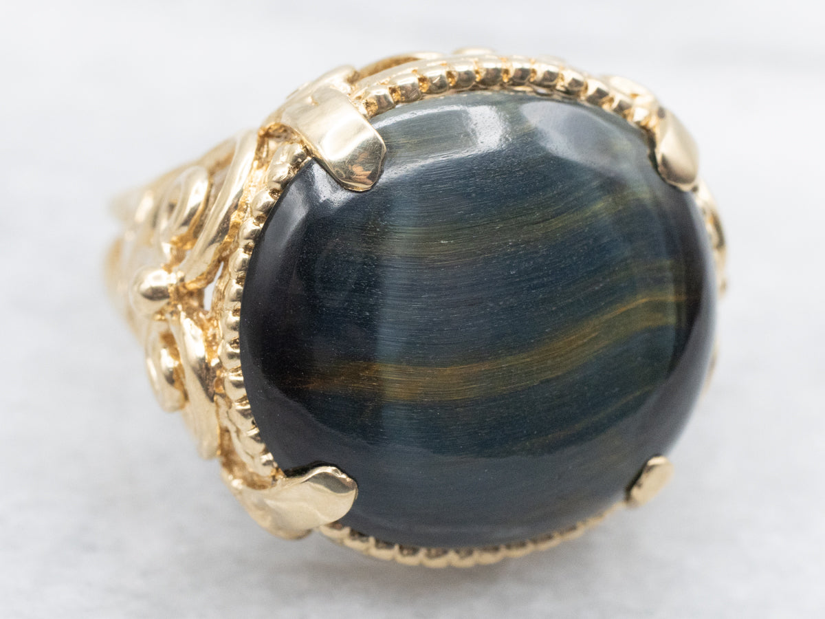 Bold Gold Hawk's Eye Sillimanite Statement Ring