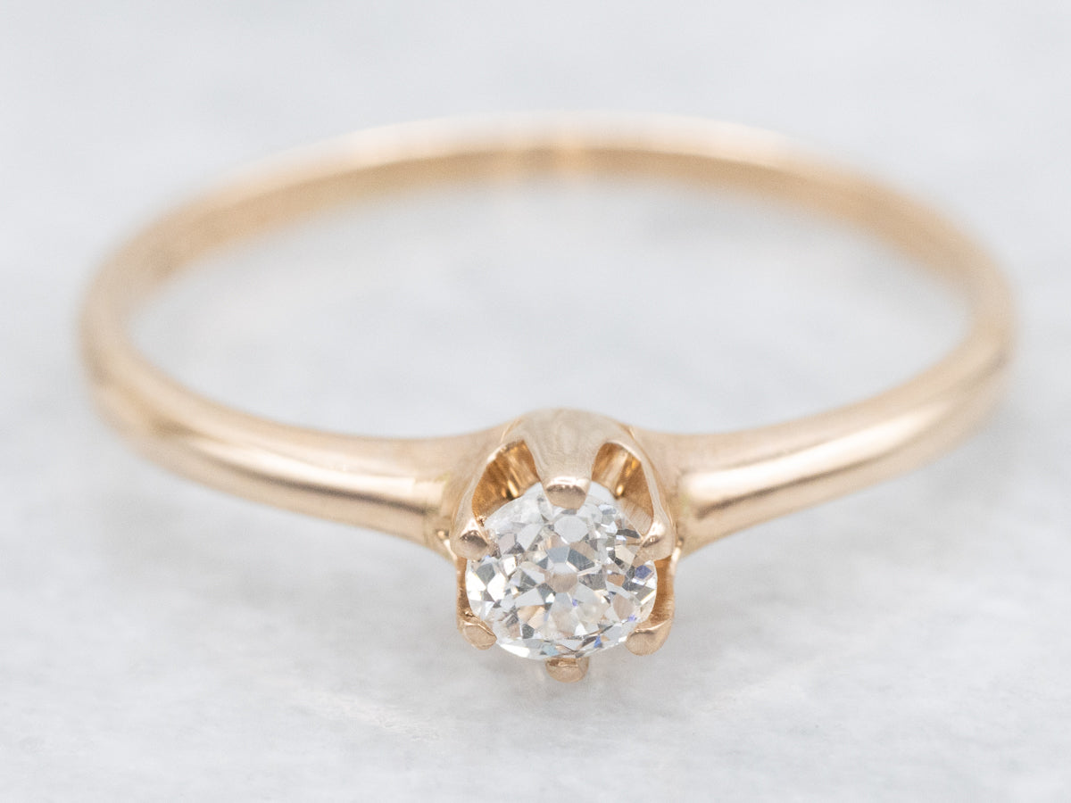 Antique Old Mine Cut Diamond Solitaire Engagement Ring