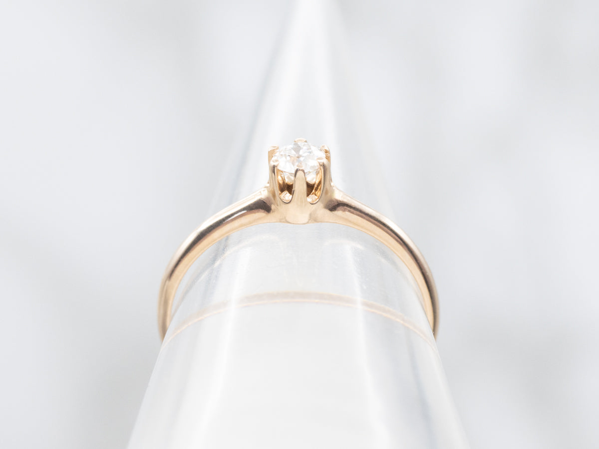 Antique Old Mine Cut Diamond Solitaire Engagement Ring