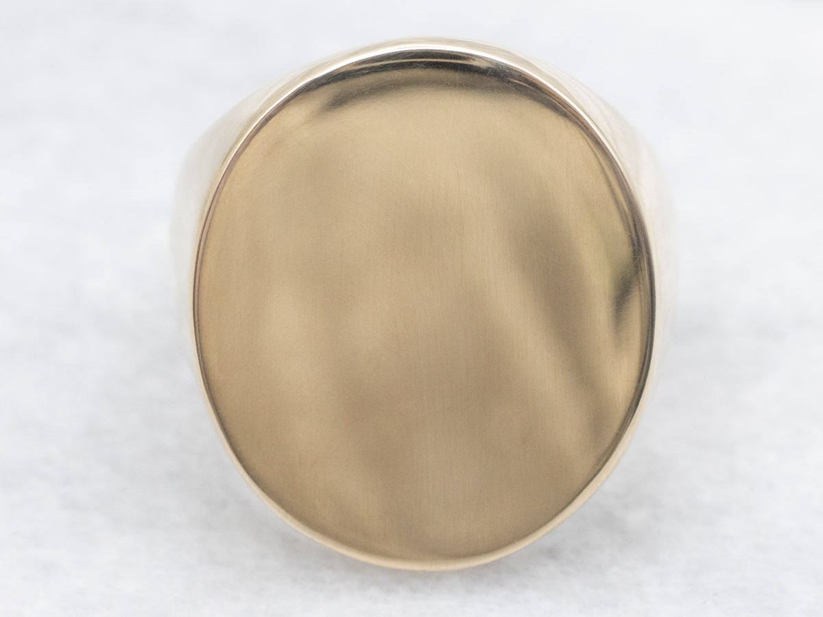 Polished Gold Oval Top Signet Ring