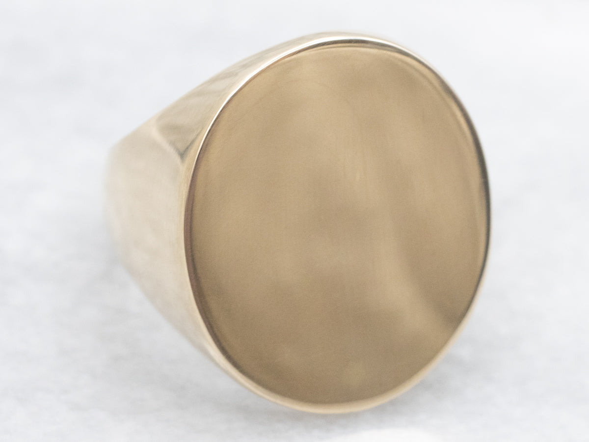 Polished Gold Oval Top Signet Ring