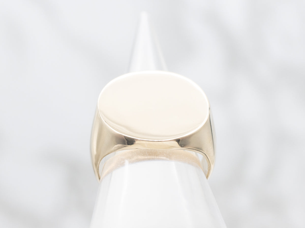 Polished Gold Oval Top Signet Ring