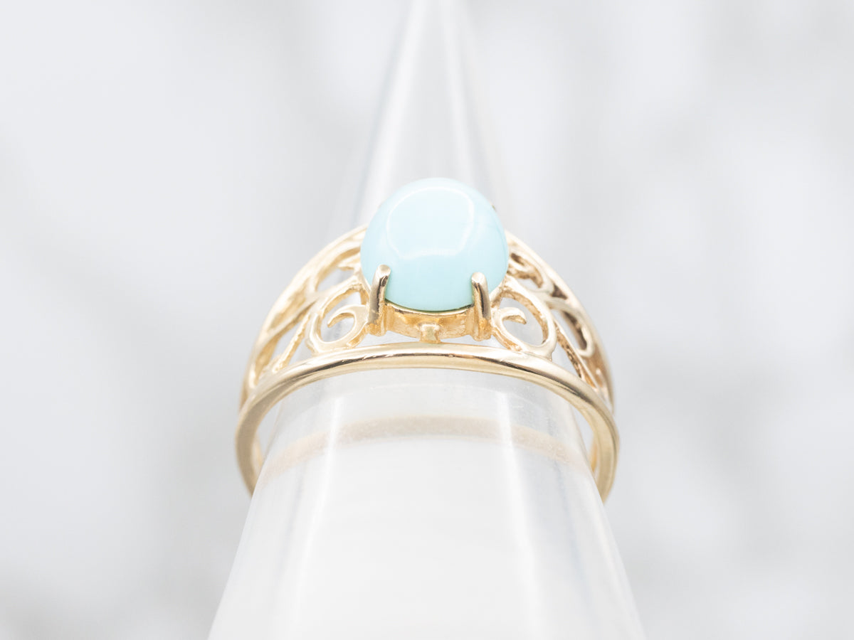 Yellow Gold Filigree Turquoise Ring