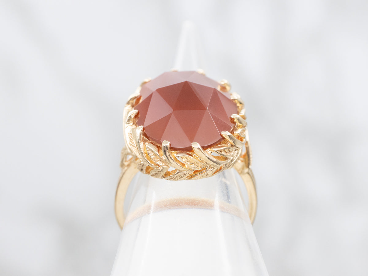 Botanical Gold Faceted Carnelian Cocktail Ring