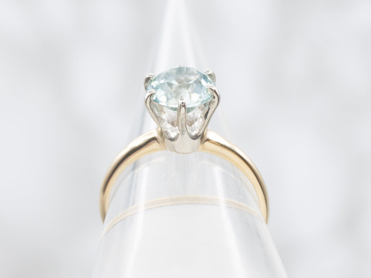 Classic Gold Blue Zircon Solitaire Ring