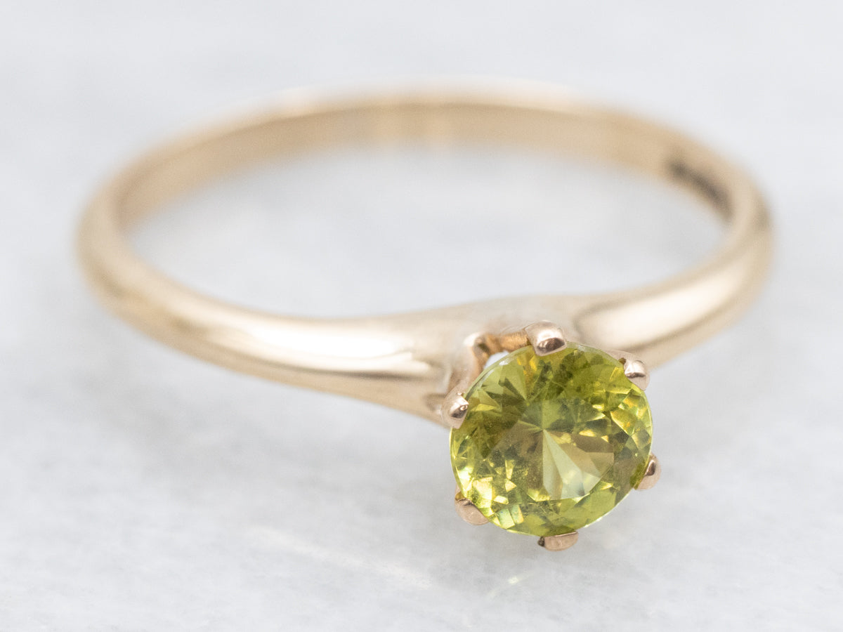 Mali Garnet and Gold Solitaire Ring