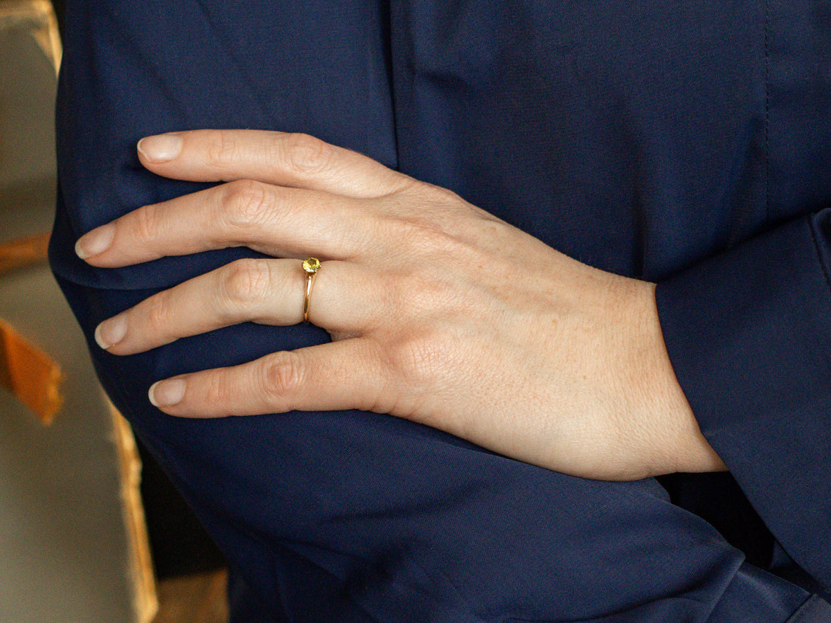 Mali Garnet and Gold Solitaire Ring