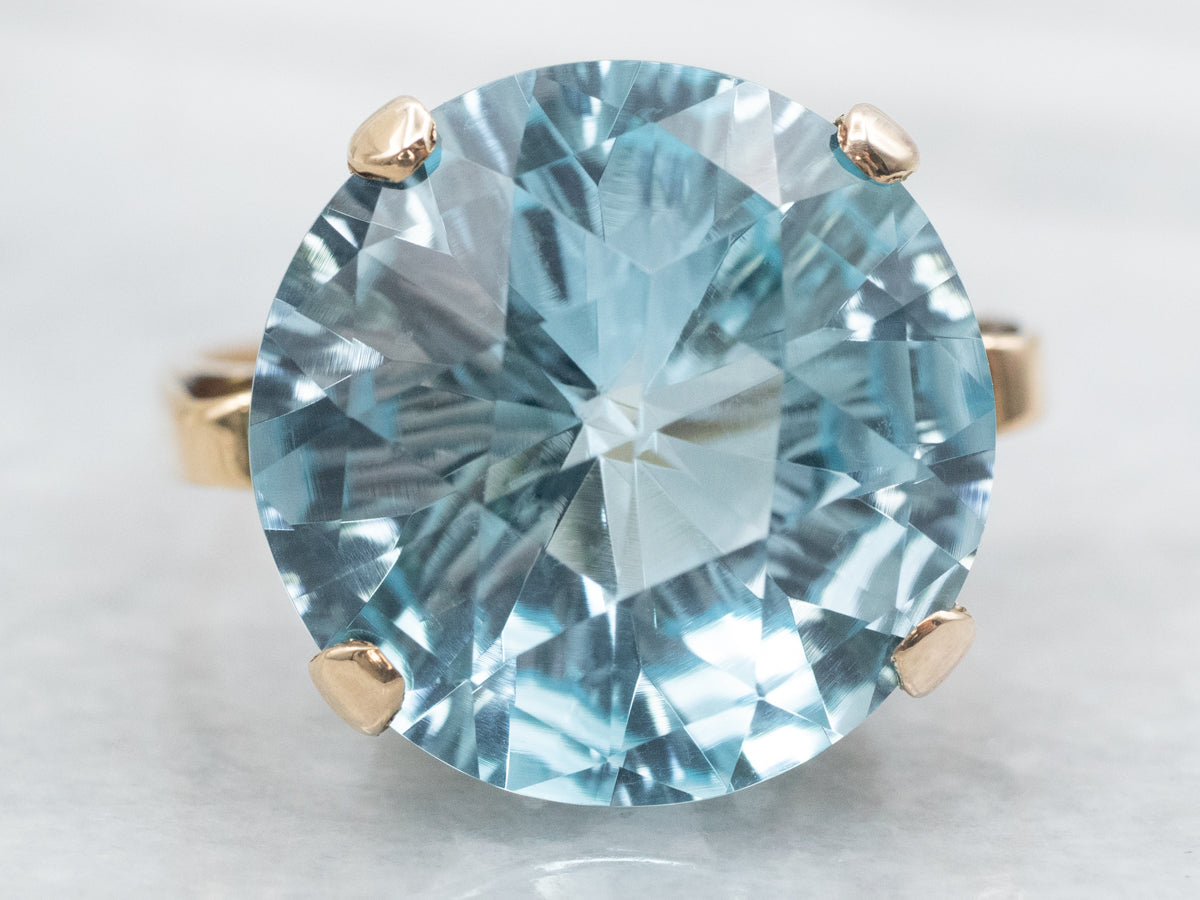 Blue Topaz Solitaire Cocktail Ring