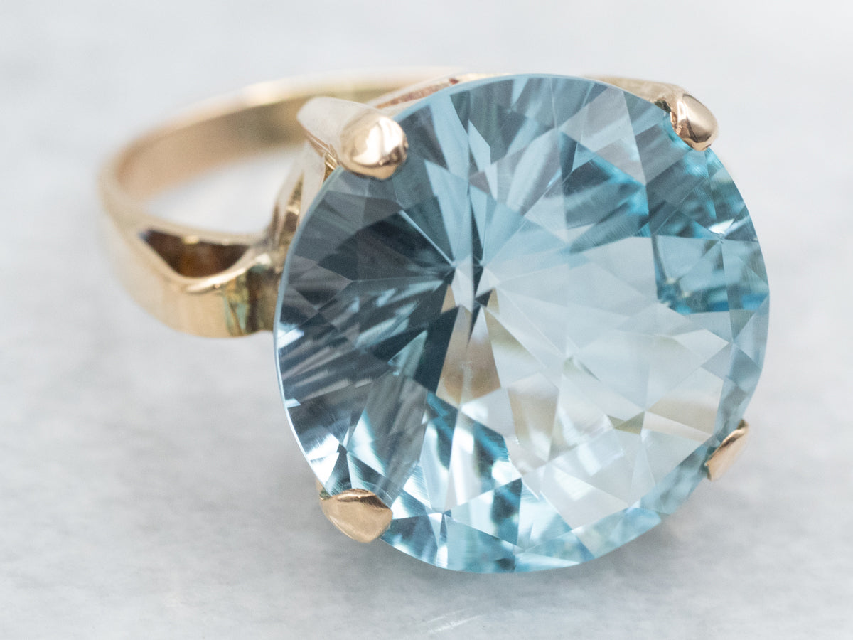Blue Topaz Solitaire Cocktail Ring
