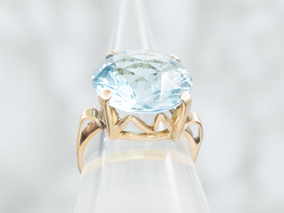 Blue Topaz Solitaire Cocktail Ring