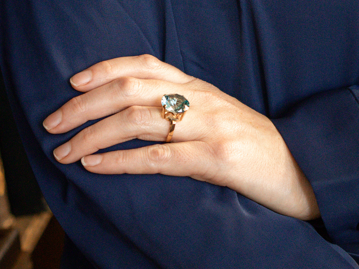 Blue Topaz Solitaire Cocktail Ring