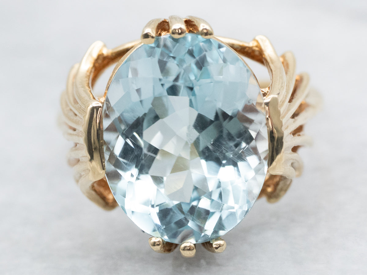 Blue Topaz Solitaire Statement Ring