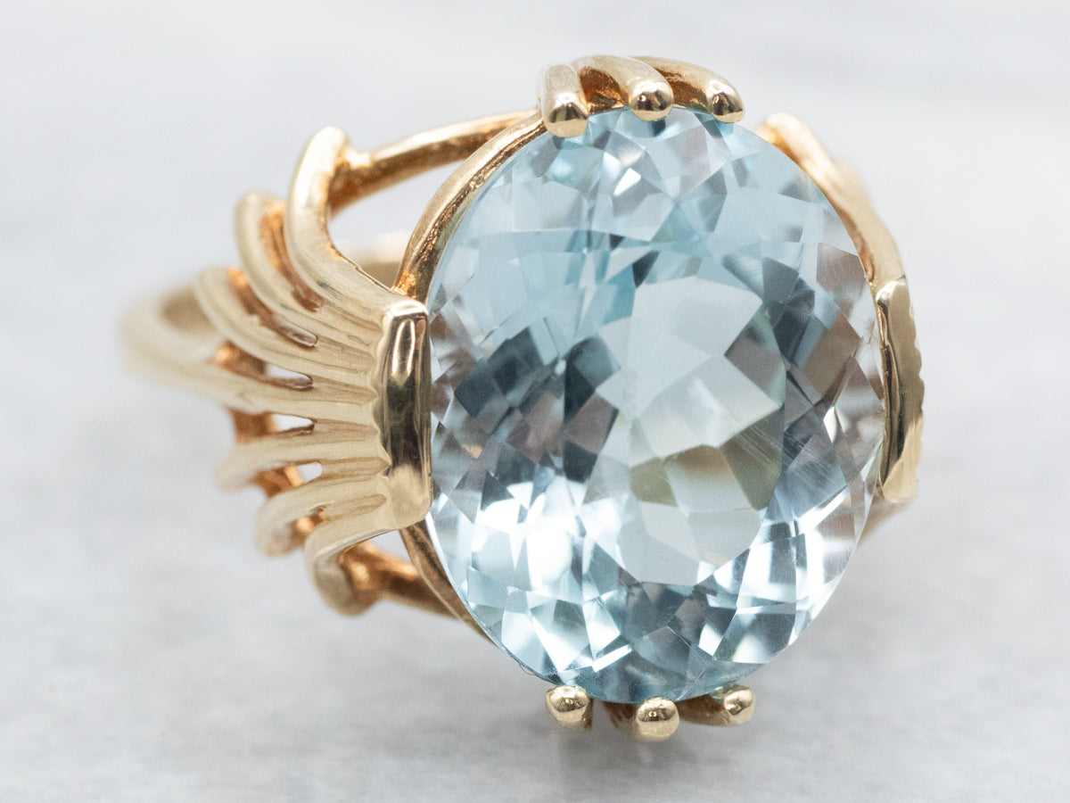 Blue Topaz Solitaire Statement Ring