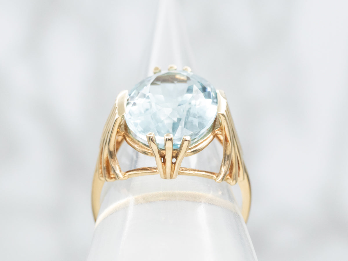 Blue Topaz Solitaire Statement Ring