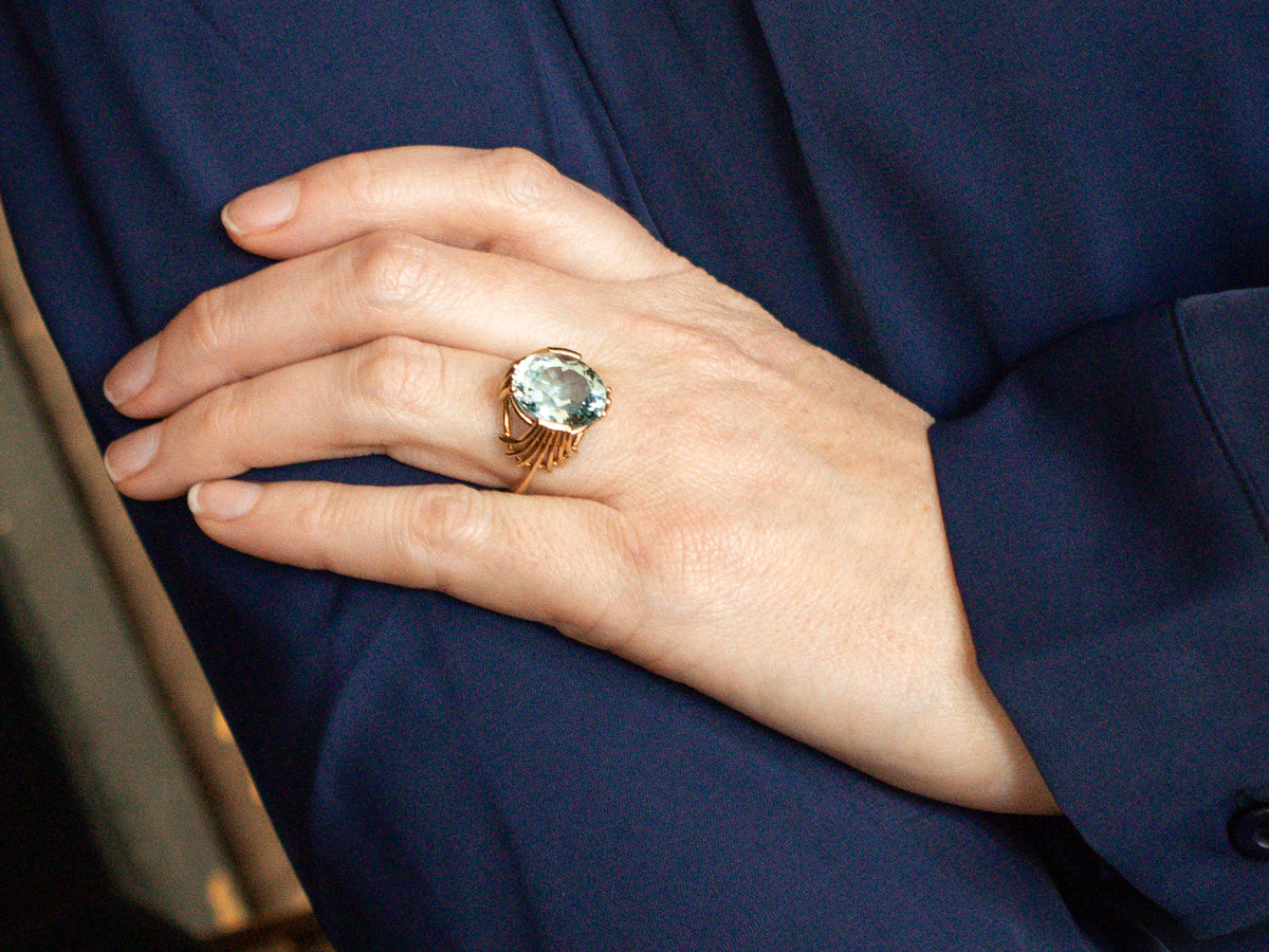 Blue Topaz Solitaire Statement Ring