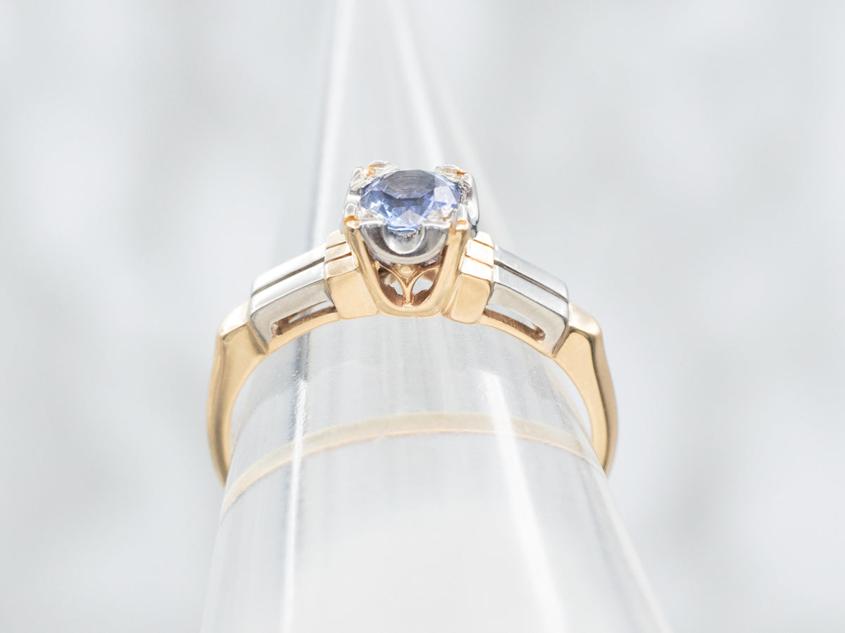 Retro Sapphire Solitaire Engagement Ring