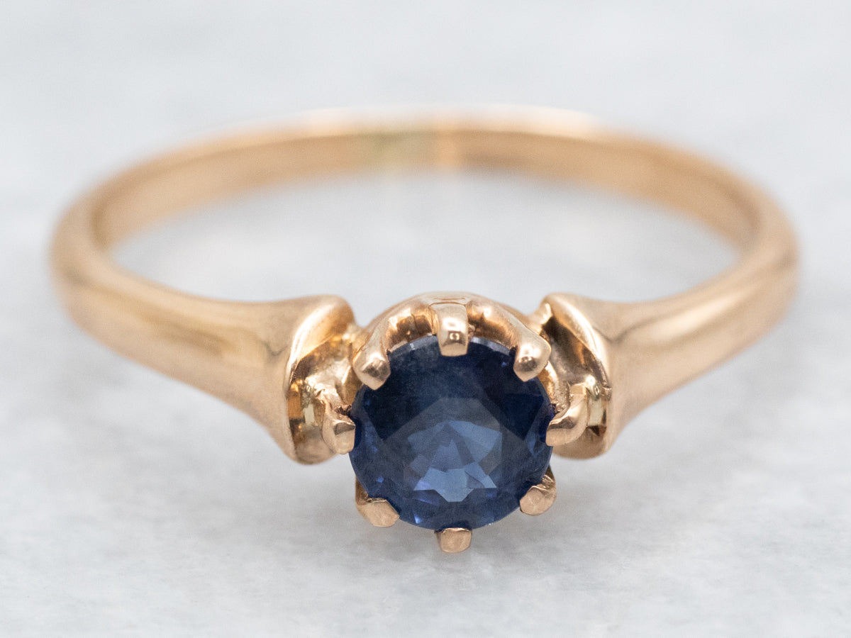 Lovely Antique Sapphire Solitaire Engagement Ring