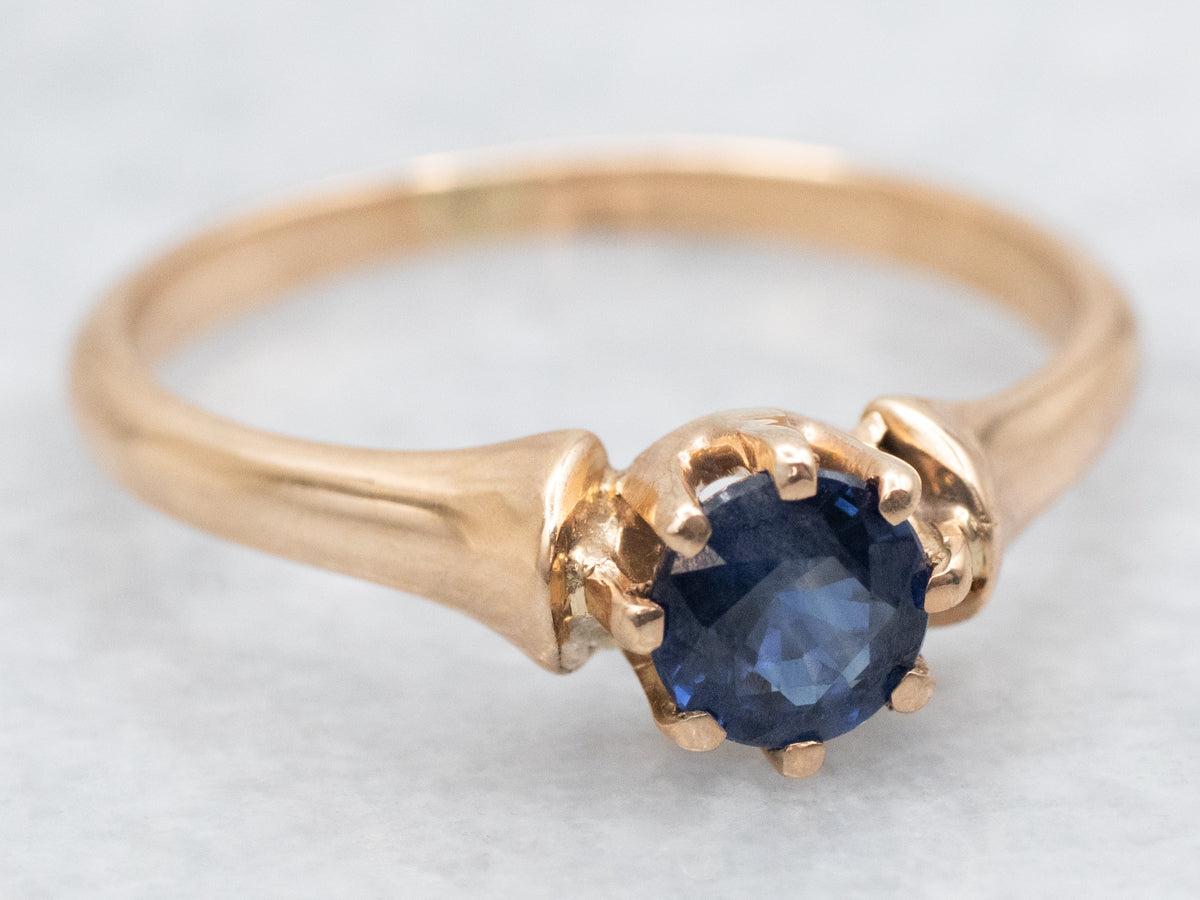 Lovely Antique Sapphire Solitaire Engagement Ring