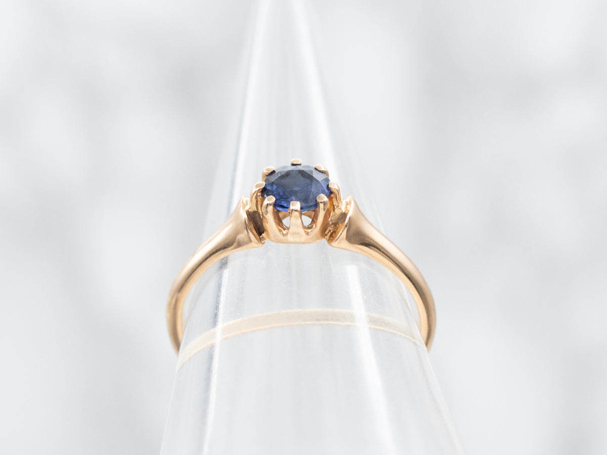 Lovely Antique Sapphire Solitaire Engagement Ring