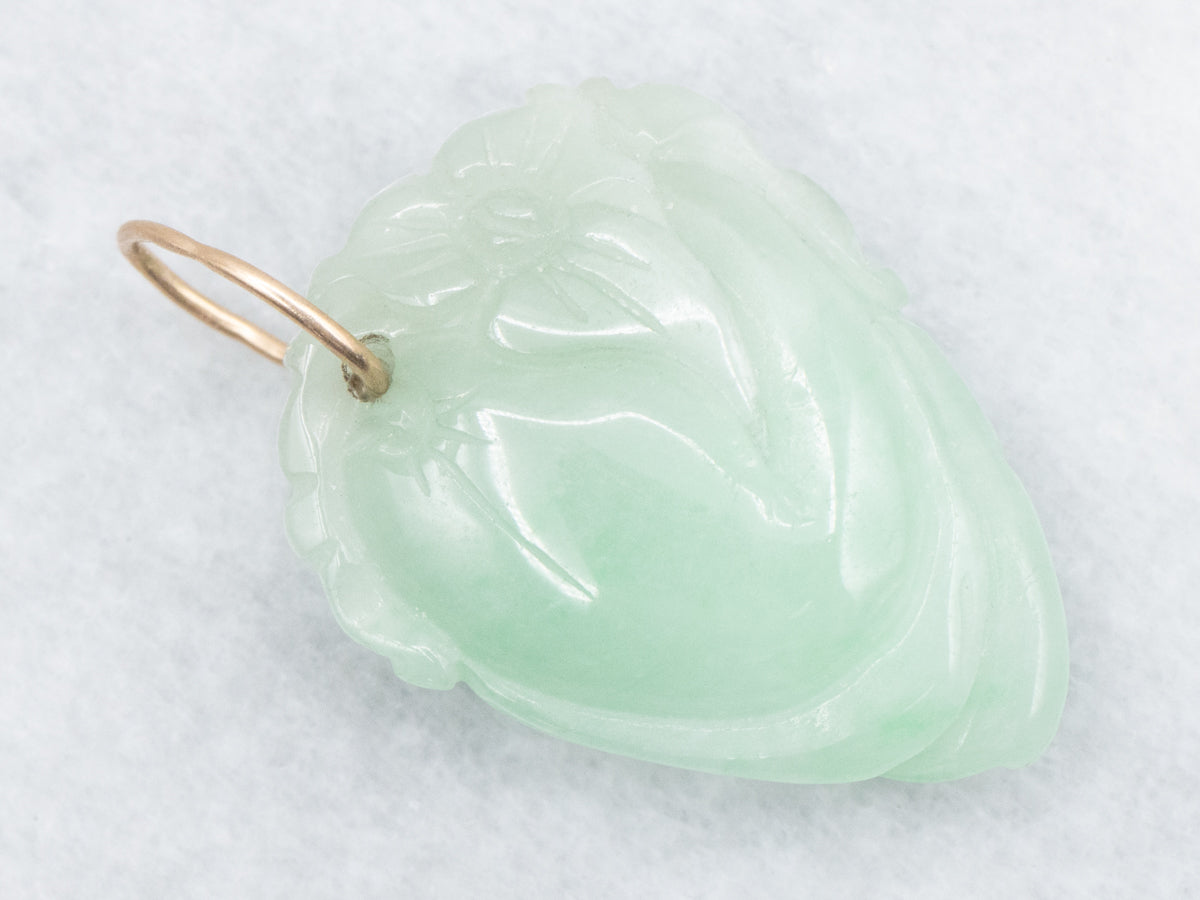 Floral Carved Jadeite Pendant