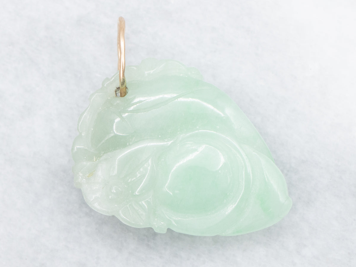 Floral Carved Jadeite Pendant