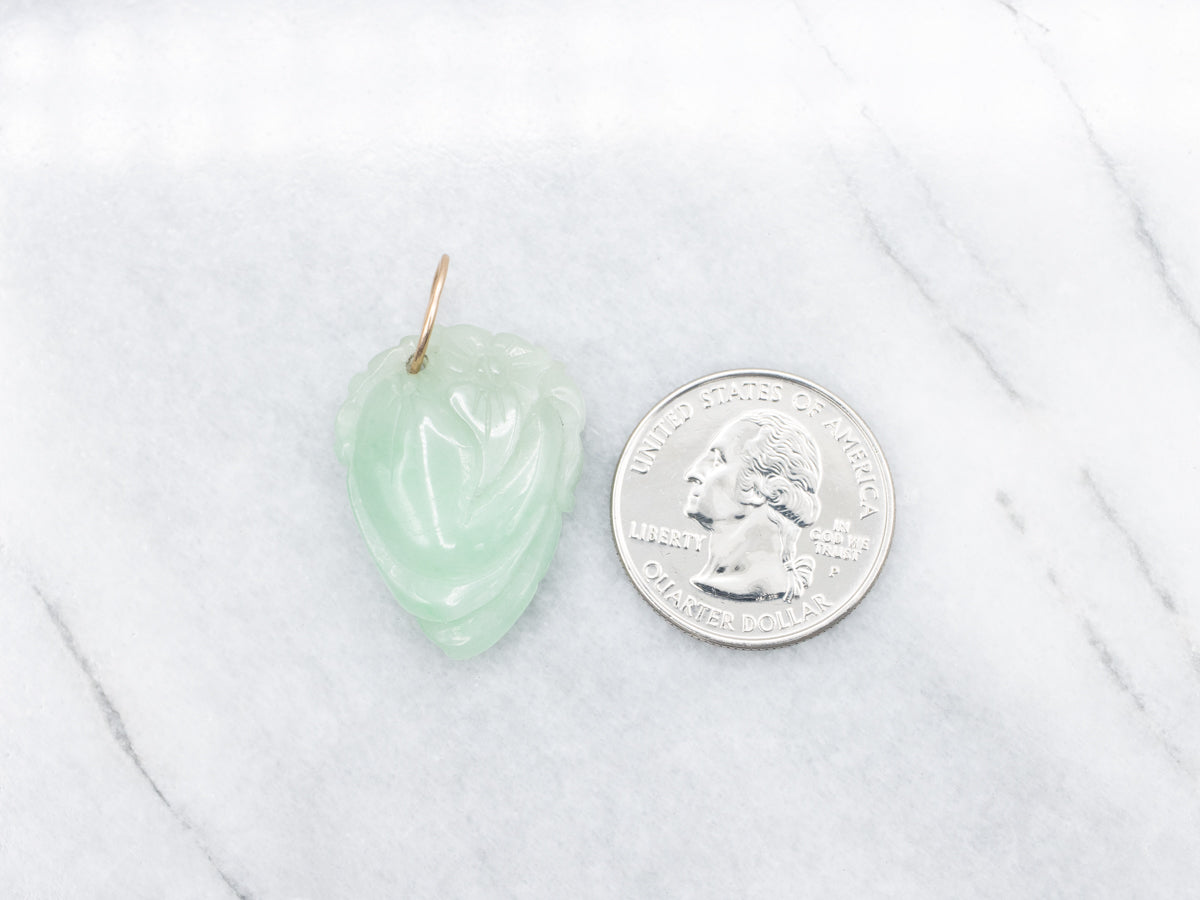 Floral Carved Jadeite Pendant