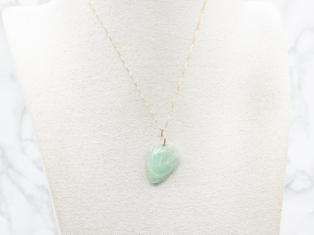 Floral Carved Jadeite Pendant