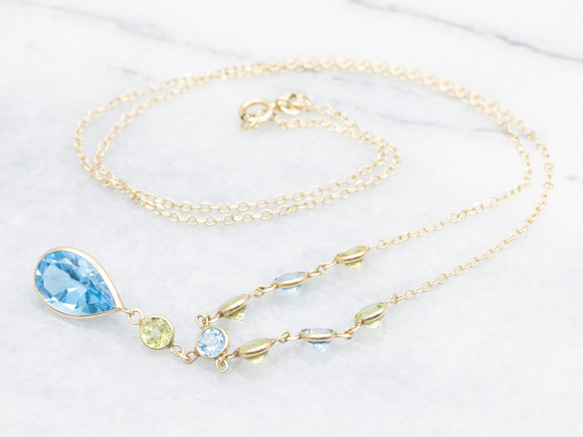 Blue Topaz and Peridot Necklace