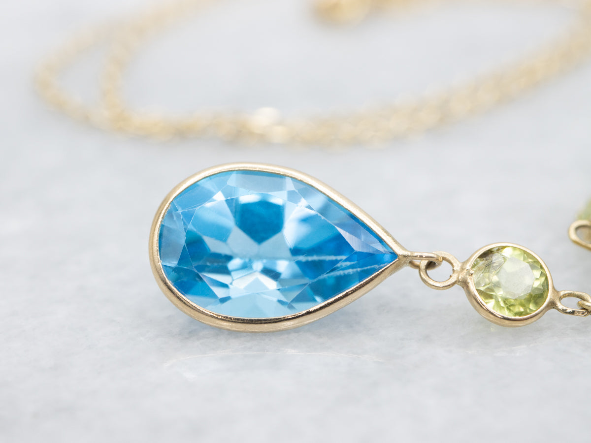 Blue Topaz and Peridot Necklace