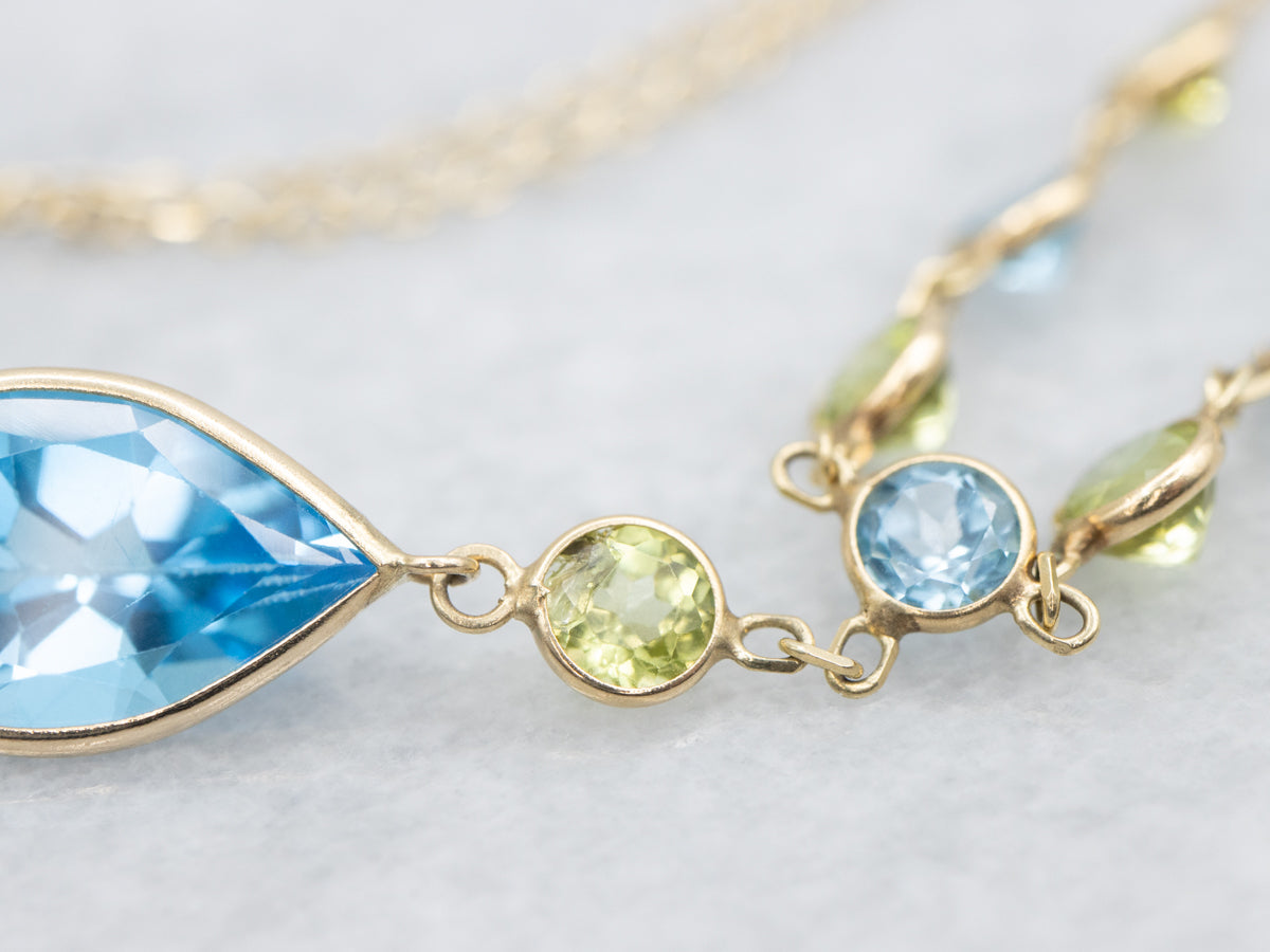 Blue Topaz and Peridot Necklace