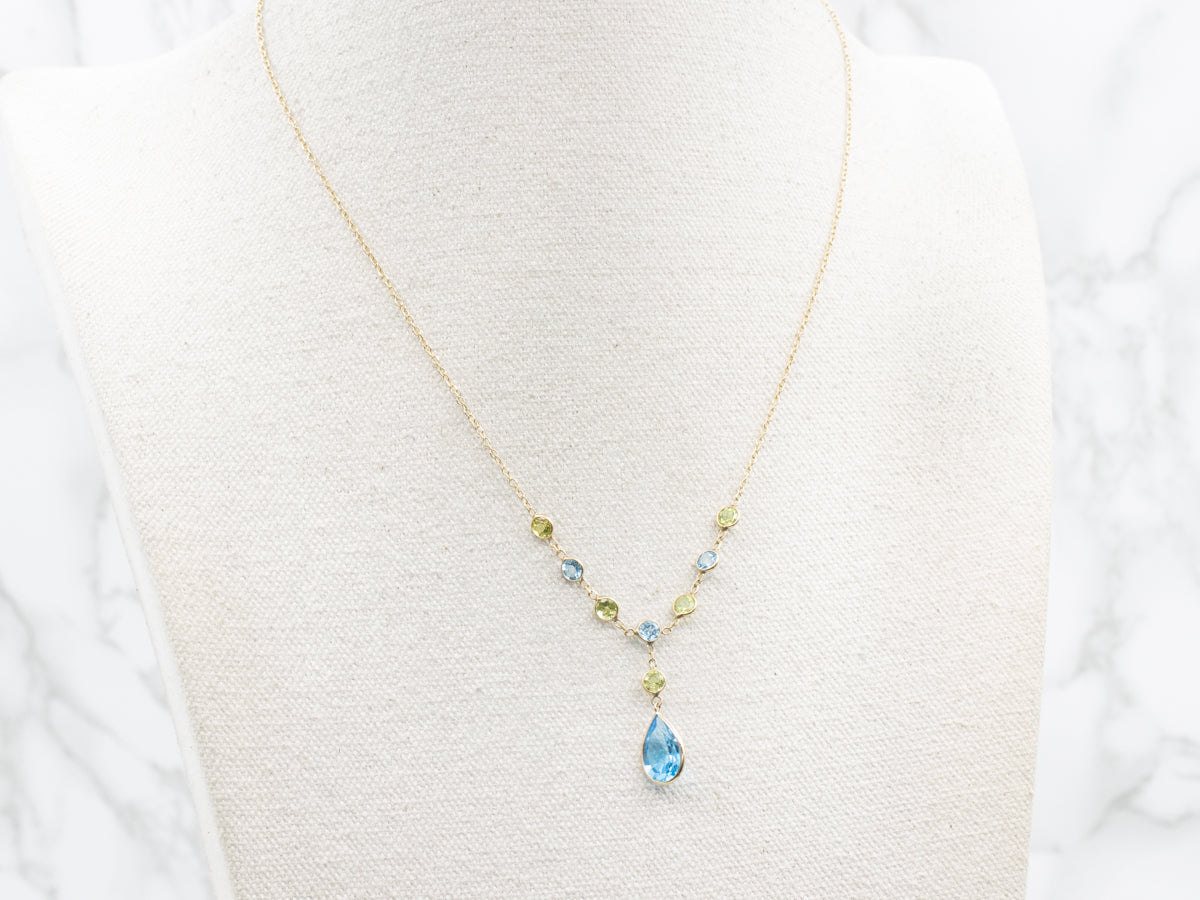Blue Topaz and Peridot Necklace
