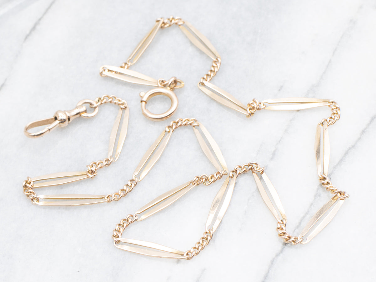 Curb and Open Oval Link Pocket Watch Chain