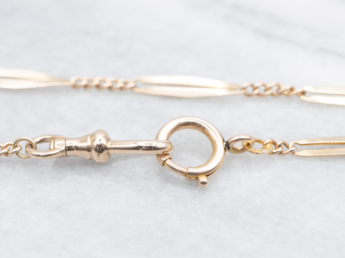 Curb and Open Oval Link Pocket Watch Chain