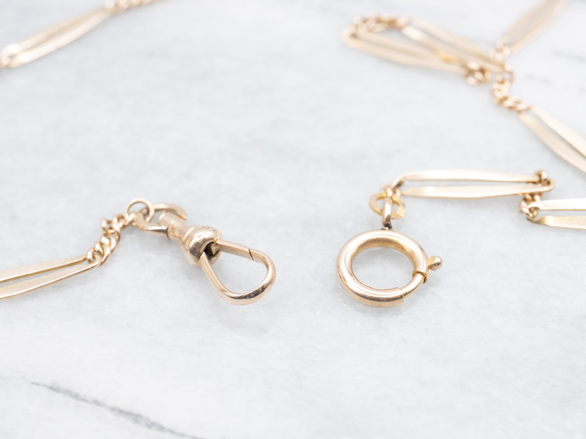 Curb and Open Oval Link Pocket Watch Chain