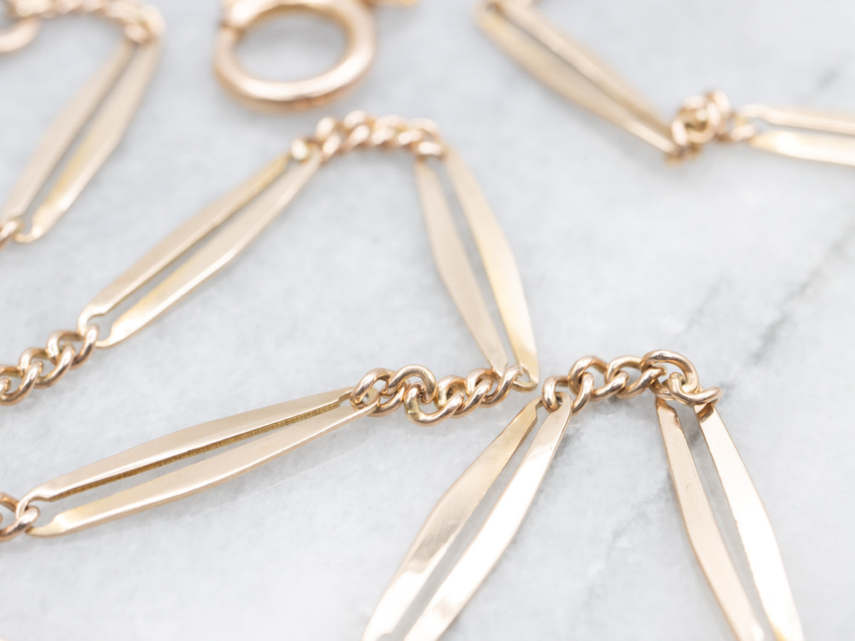 Curb and Open Oval Link Pocket Watch Chain