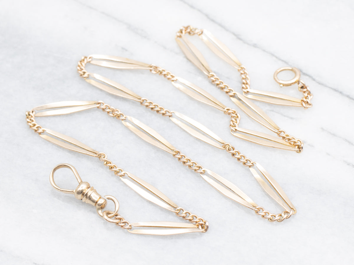 Curb and Open Oval Link Pocket Watch Chain