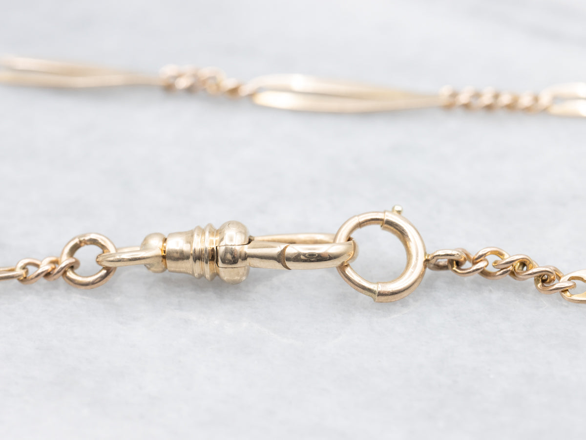 Curb and Open Oval Link Pocket Watch Chain