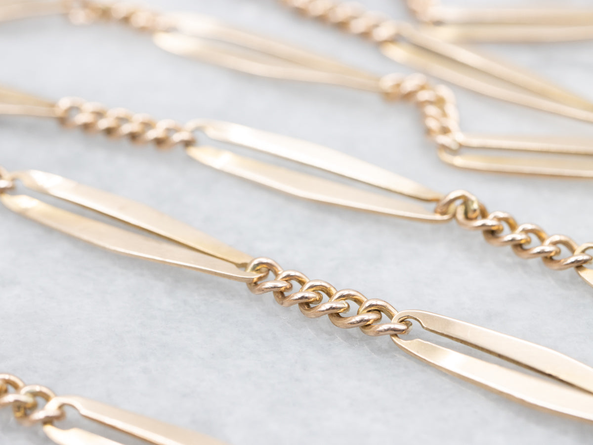 Curb and Open Oval Link Pocket Watch Chain